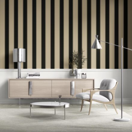 'Buron' Neutral-Toned Scandi-Inspired Striped Wallpaper (Black/ Brown/ Beige) - Image 2