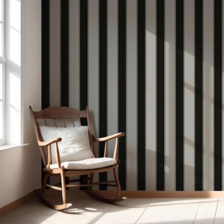 'Gryon' Neutral-Toned Scandi-Inspired Striped Wallpaper (Gray/ Black) - Image 5