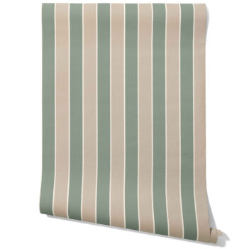 'Kumasi' Geometric Striped Wallpaper (Green / Beige)
