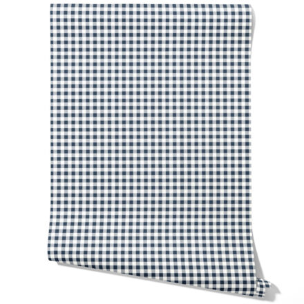 'Civit' Gingham Checkered Wallpaper (Navy Blue)