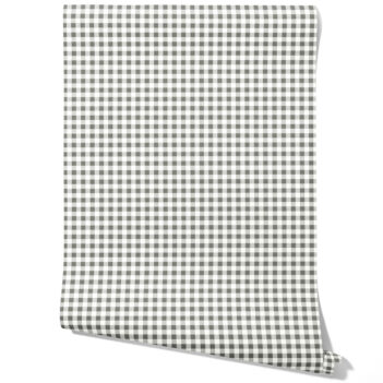 'Marama' Neutral Gingham Checkered Wallpaper (Gray)