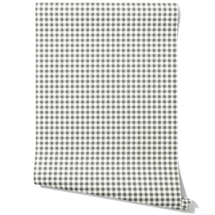 'Marama' Neutral Gingham Checkered Wallpaper (Gray)