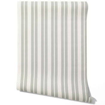 'Antimony' Neutral Geometric Striped Wallpaper (Sage Gray)