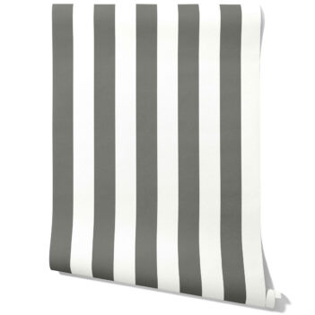 'Cinereous' Neutral Geometric Striped Wallpaper (Dark Gray/ White)