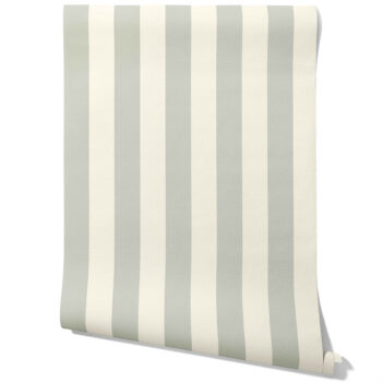 'Sakin' Neutral Geometric Striped Wallpaper (Sage Gray/ Cream)