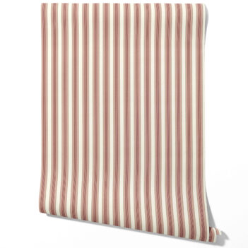 'Southwold' Geometric Striped Wallpaper (Brick Red/ Dusty Pink)
