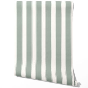 'Dinnigan' Geometric Striped Wallpaper (Sage Green/ Gray)