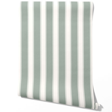 'Dinnigan' Geometric Striped Wallpaper (Sage Green/ Gray)