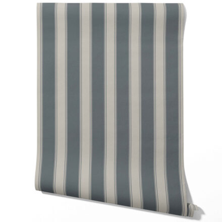 'Elderflower' Neutral Geometric Striped Wallpaper (Slate Gray)