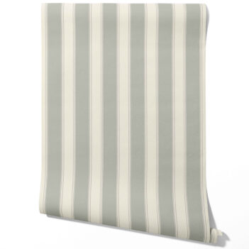 'Celestial' Neutral Geometric Striped Wallpaper (Sage Gray)