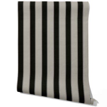 'Gryon' Neutral-Toned Scandi-Inspired Striped Wallpaper (Gray/ Black)