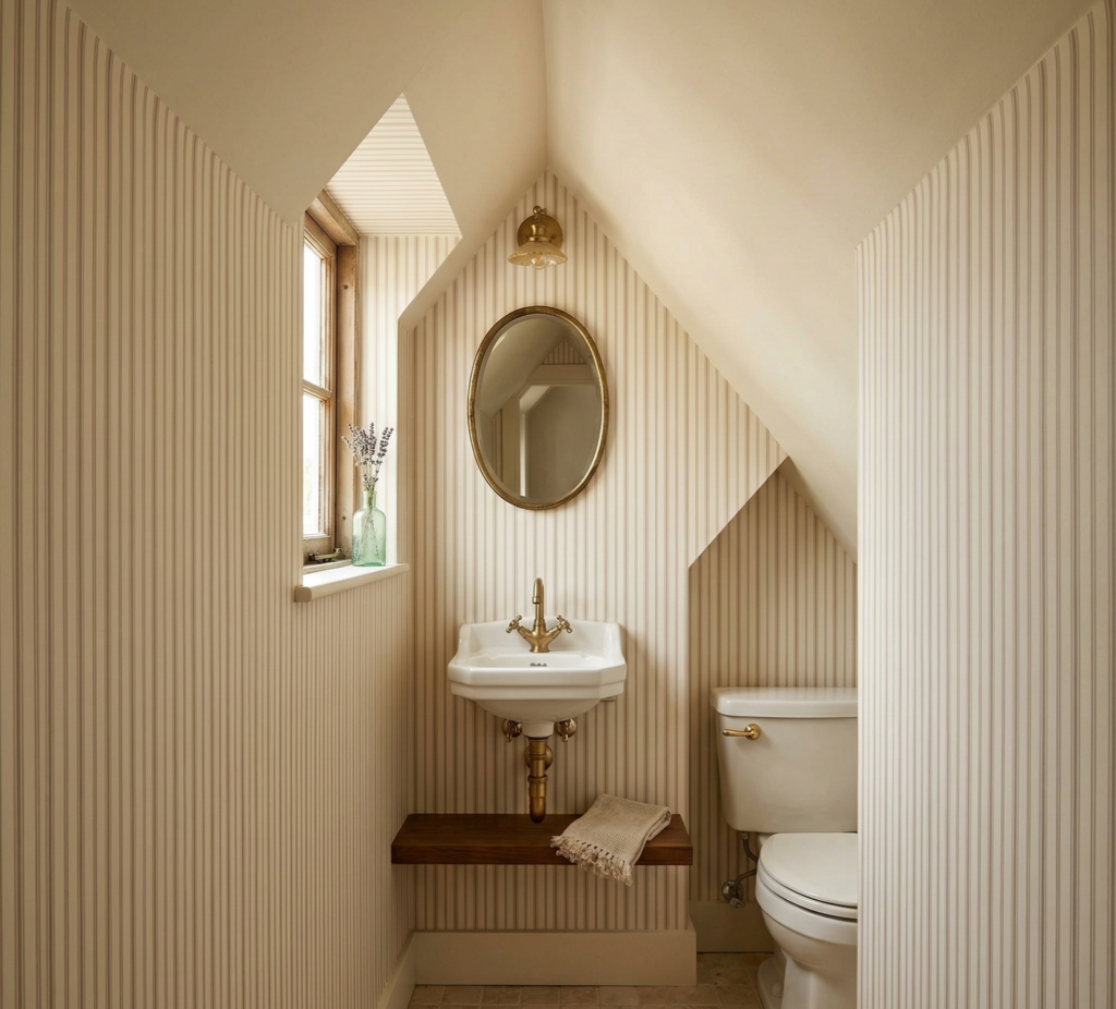 Small powder room wallpaper