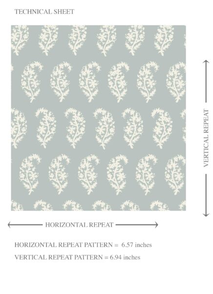 'Zaytun' Small Paisley Floral Patterned Print Wallpaper (Blue/ White) - Image 8