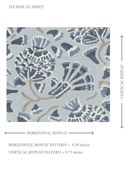 'Eridu Fields' Modern Floral/ Botanical Wallpaper (Slate Blue/ Gray) - Image 8