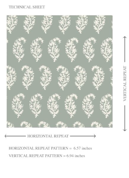 'Claudia Tales' Small Paisley Floral Patterned Print Wallpaper (Green/ White) - Image 8