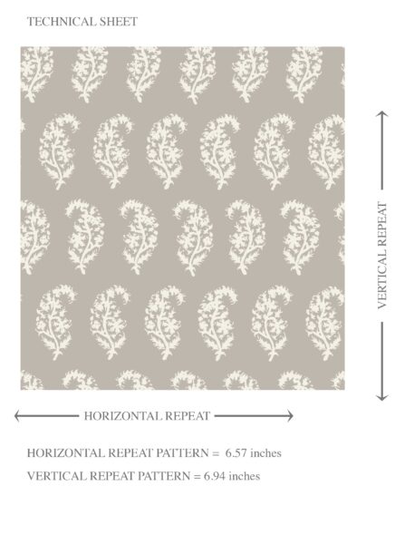 'Argos Hall' Neutral Small Paisley Floral Patterned Print Wallpaper (Taupe Gray/ White) - Image 8