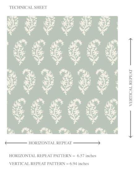 'Rock Bell' Small Paisley Floral Patterned Print Wallpaper (Green/ White) - Image 8