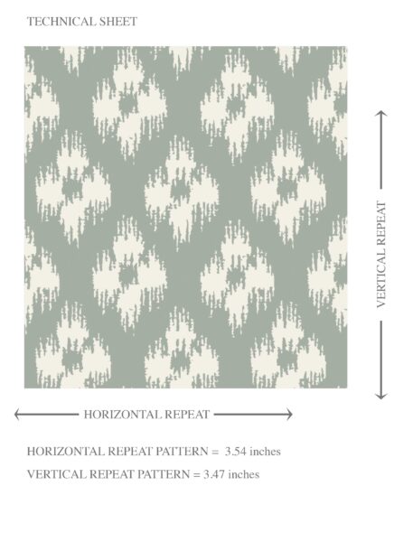 'Empoli' Small Geometric Ikat-Style Floral Block Print Wallpaper (Green/ White) - Image 8