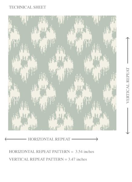 'Tenerife' Small Geometric Ikat-Style Floral Block Print Wallpaper (Duck Egg Blue/ White) - Image 8