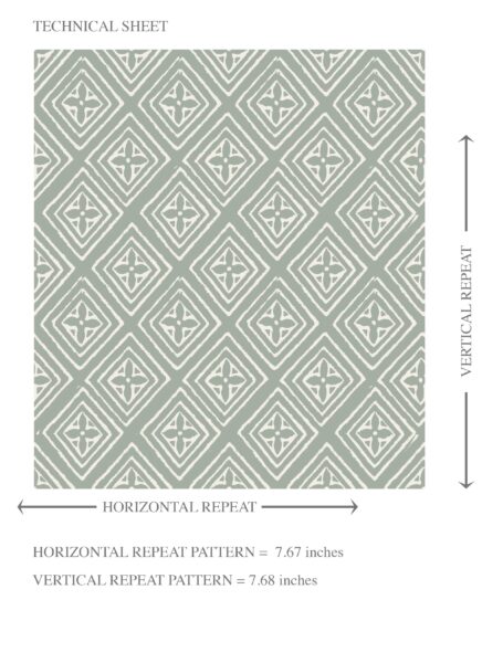 'Capers' Small Diamond Lattice/ Textured Check Wallpaper (Green-Gray/ White) - Image 8