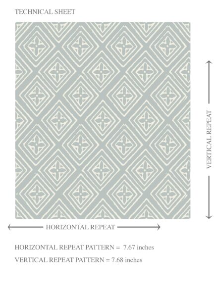 'Roe Deer' Small Diamond Lattice/ Textured Check Wallpaper (Blue/ White) - Image 8