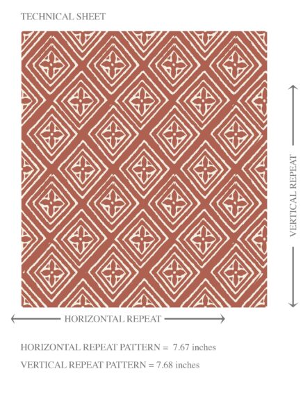 'Deep Faith' Small Diamond Lattice/ Textured Check Wallpaper (Terracotta Red/ White) - Image 8