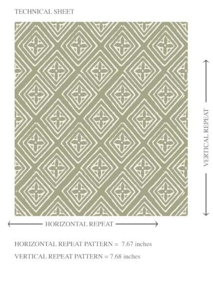 'Bermuda' Small Diamond Lattice/ Textured Check Wallpaper (Olive Green/ White) - Image 8