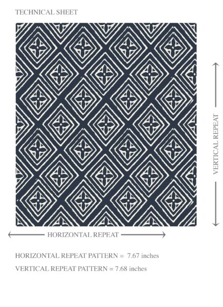 'Macarons' Small Diamond Lattice/ Textured Check Wallpaper (Midnight Blue/ White) - Image 8