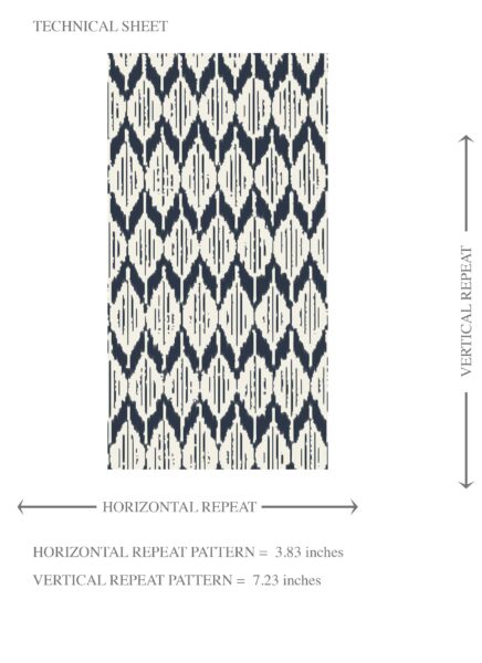 'Periwinkle' Geometric Ikat Striped Wallpaper (Navy Blue/ White) - Image 8