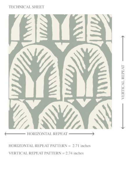 'Dawn Glow' Geometric Scallops Floral Wallpaper (Green-Gray/ White) - Image 8