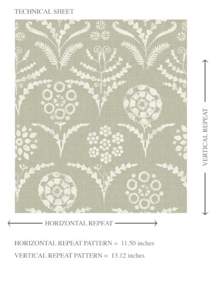 'Irtyu' Modern Floral Botanical Wallpaper (Light Olive Green) - Image 8