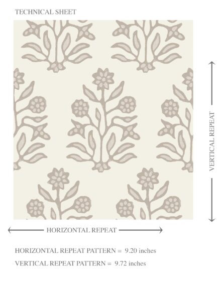 'Casablanca' Vintage-Inspired Floral Block Print Wallpaper (Cream/ Beige/ Greige) - Image 8
