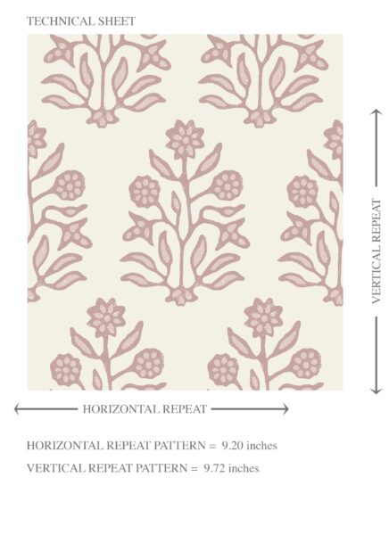 'Summaq' Vintage-Inspired Floral Block Print Wallpaper (Pink/ Cream) - Image 8