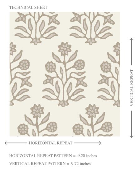 'Tapestry' Neutral-Toned Botanical Floral Block Print Wallpaper (Brown/ Beige/ Cream) - Image 8
