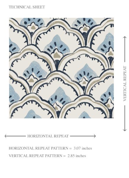 'Auguste' Small-Scale Floral Lattice Wallpaper (Blue/ Gray/ White) - Image 8