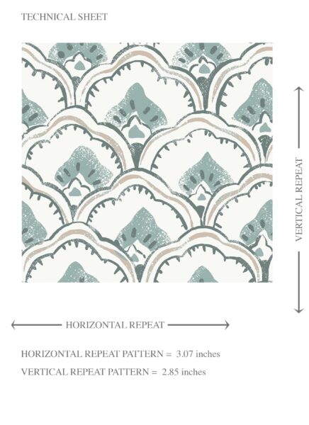 'Tayeb' Small-Scale Floral Lattice Wallpaper (Blue-Green/ White) - Image 8