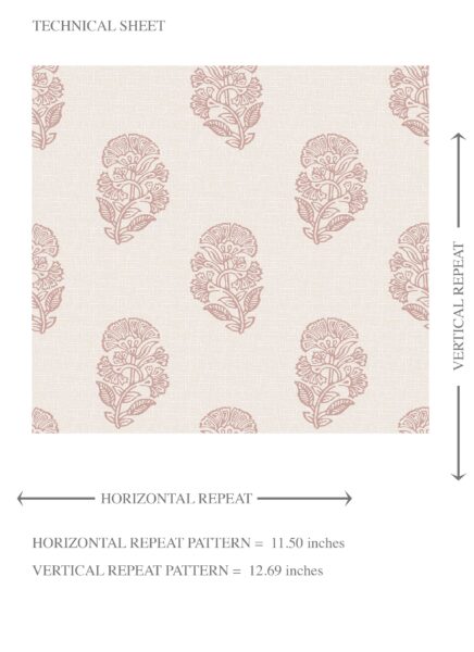 'Earina' Botanical/ Floral Block Print Wallpaper (Pink/ Cream) - Image 8