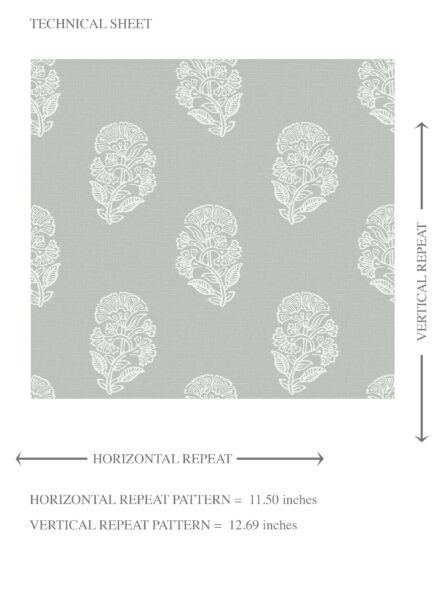 'Fitzgerald' Neutral Botanical/ Floral Block Print Wallpaper (Green-Gray) - Image 8
