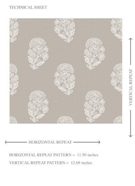 'Anselme' Neutral Botanical/ Floral Block Print Wallpaper (Gray/ White) - Image 8