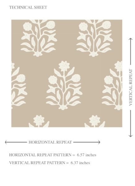 'Abella' Neutral Botanical/ Floral Block Print Wallpaper (Beige/ Taupe/ Tan) - Image 8