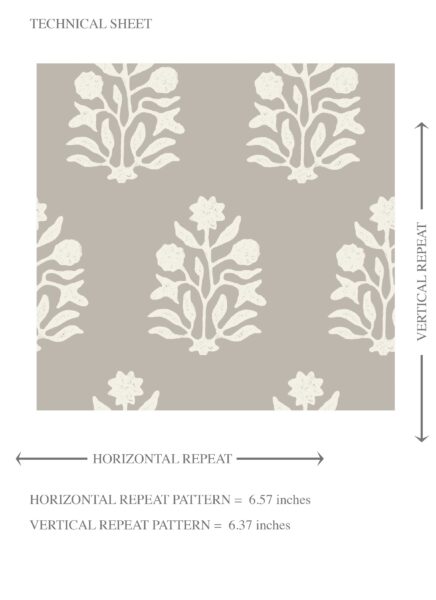 'Alistair' Neutral Botanical/ Floral Block Print Wallpaper (Gray/ Greige/ Cream) - Image 8