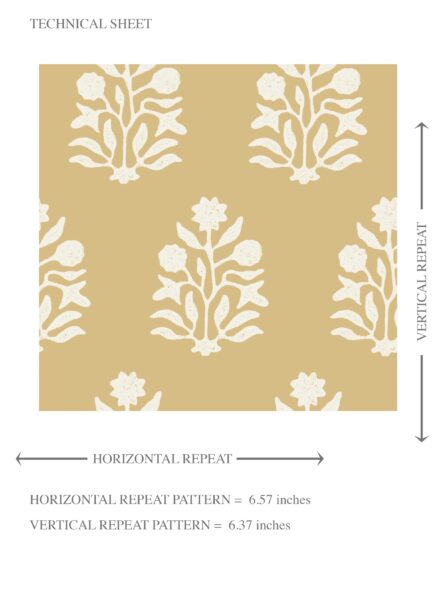 'Aristos' Vintage-Inspired Botanical Floral Block Print Wallpaper (Yellow/ Cream) - Image 8