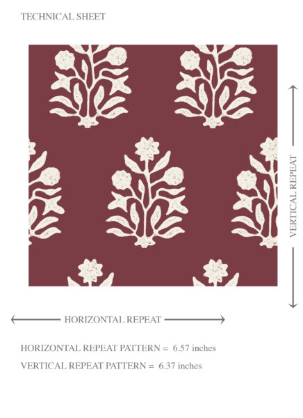 'Convent Lace' Vintage-Inspired Botanical Floral Block Print Wallpaper (Red/ White) - Image 8