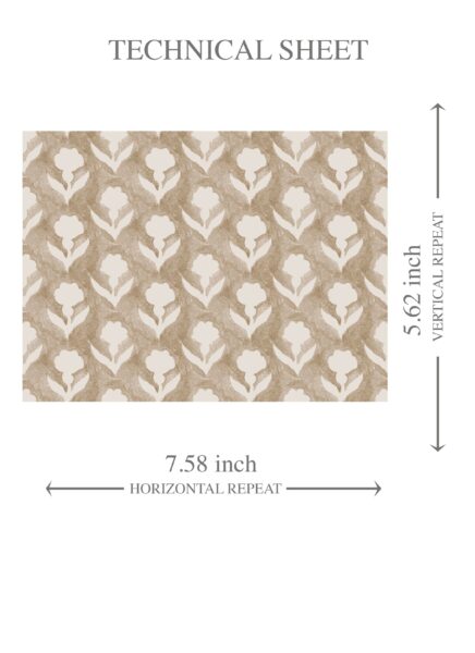 'Laurel' Neutral Small Floral Block Print Wallpaper (Beige/ White) - Image 8