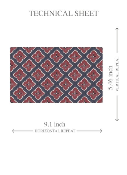 'Bicester' Small Floral Geometric Lattice Wallpaper (Navy Blue/ Red) - Image 8