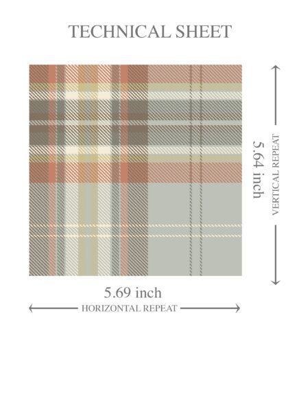 'Grapevine' Geometric Plaid Checkered Wallpaper (Orange/ Sage Gray/ Brown/ Cream) - Image 8
