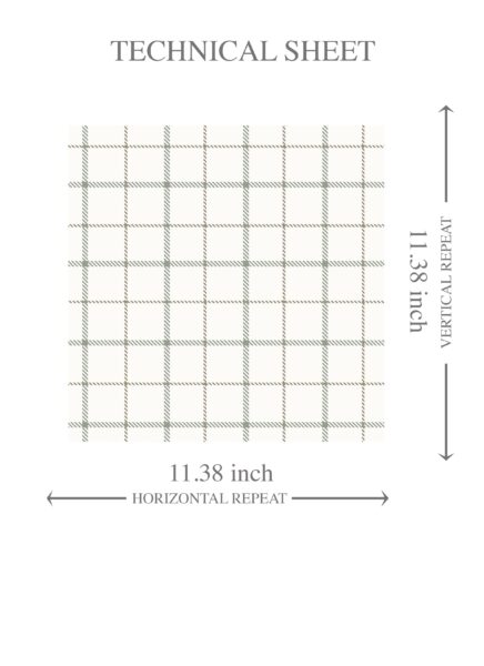 'Mascarpone' Windowpane Checkered/ Plaid Wallpaper Green/ White/ Taupe - Image 8