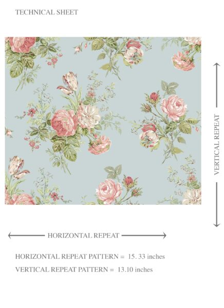 'Gales Point' Patterned Floral Block Print Wallpaper (Blue/ Pink/ Green) - Image 8