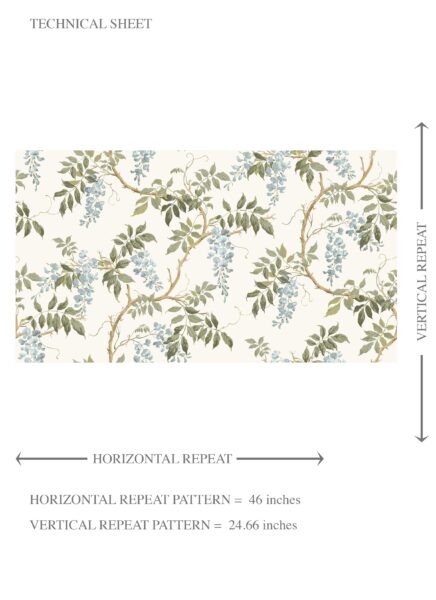 'Misty Bloom' Floral Vine/ Botanical Patterned Wallpaper (Cream/ Duck Egg Blue/ Green) - Image 8