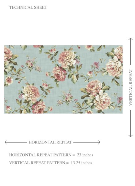 'Shahmina' English Floral Patterned Wallpaper (Blue/ Pink/ Green) - Image 8